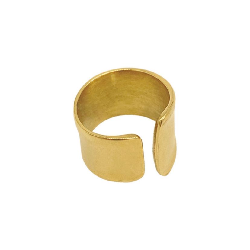 Tarnish Resistant 14k Gold Plated Tall Open Band Ring
