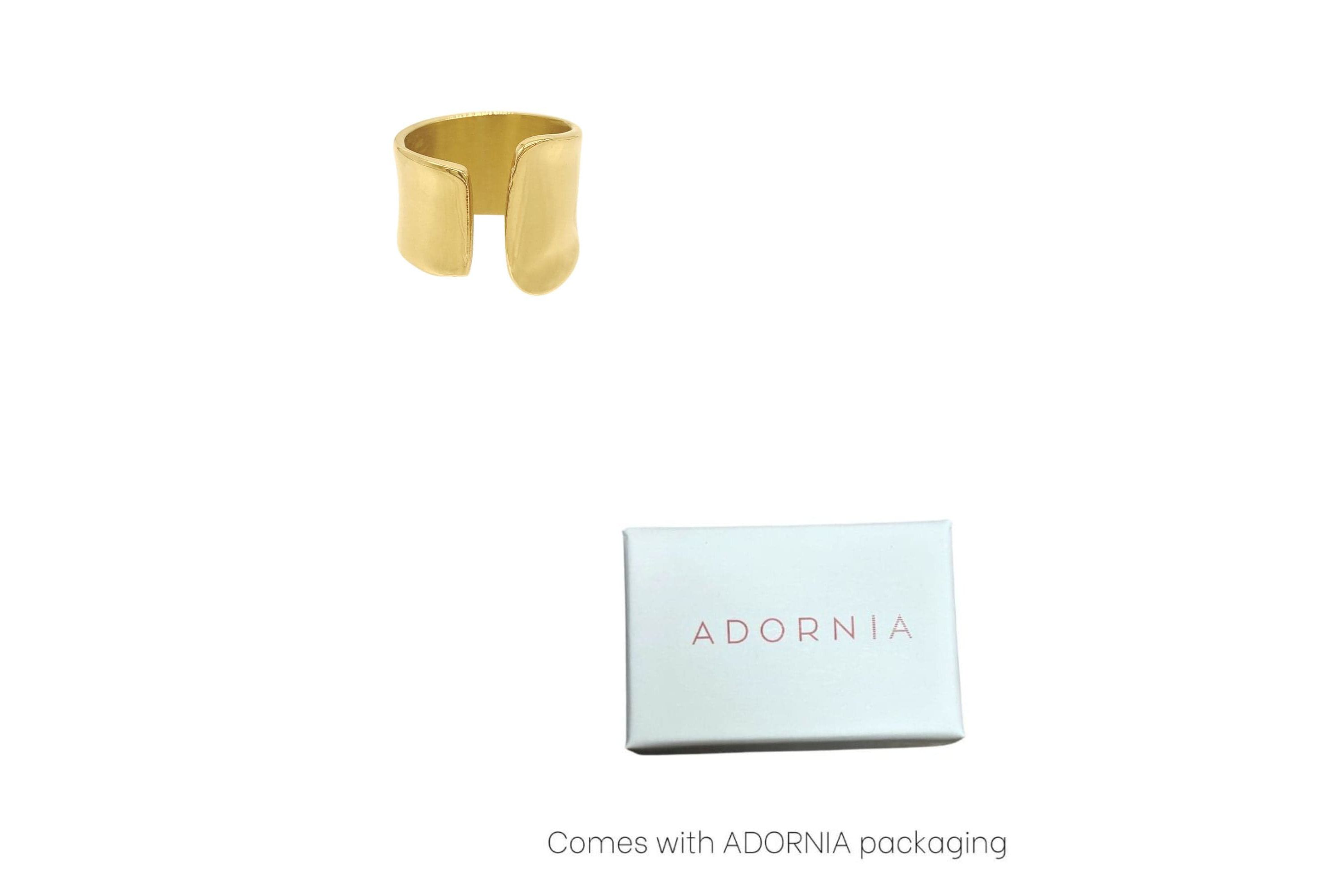 Tarnish Resistant 14k Gold Plated Tall Open Band Ring