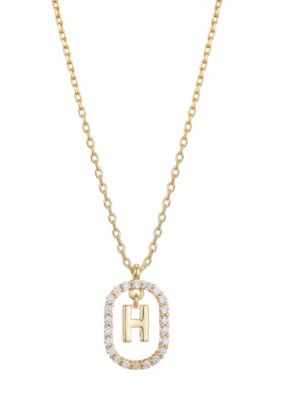 Adornia 14k Gold Plated Floating Letter CZ Frame Necklace