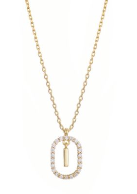 Adornia 14k Gold Plated Floating Letter CZ Frame Necklace