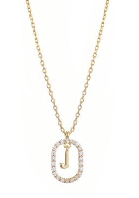 Adornia 14k Gold Plated Floating Letter CZ Frame Necklace