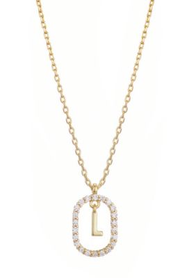 Adornia 14k Gold Plated Floating Letter CZ Frame Necklace