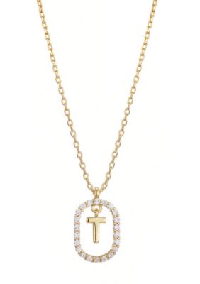 Adornia 14k Gold Plated Floating Letter CZ Frame Necklace