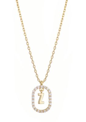 Adornia 14k Gold Plated Floating Letter CZ Frame Necklace