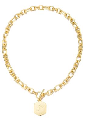 Adornia 14k Gold Plated Monogram Initial Chunky Toggle Necklace