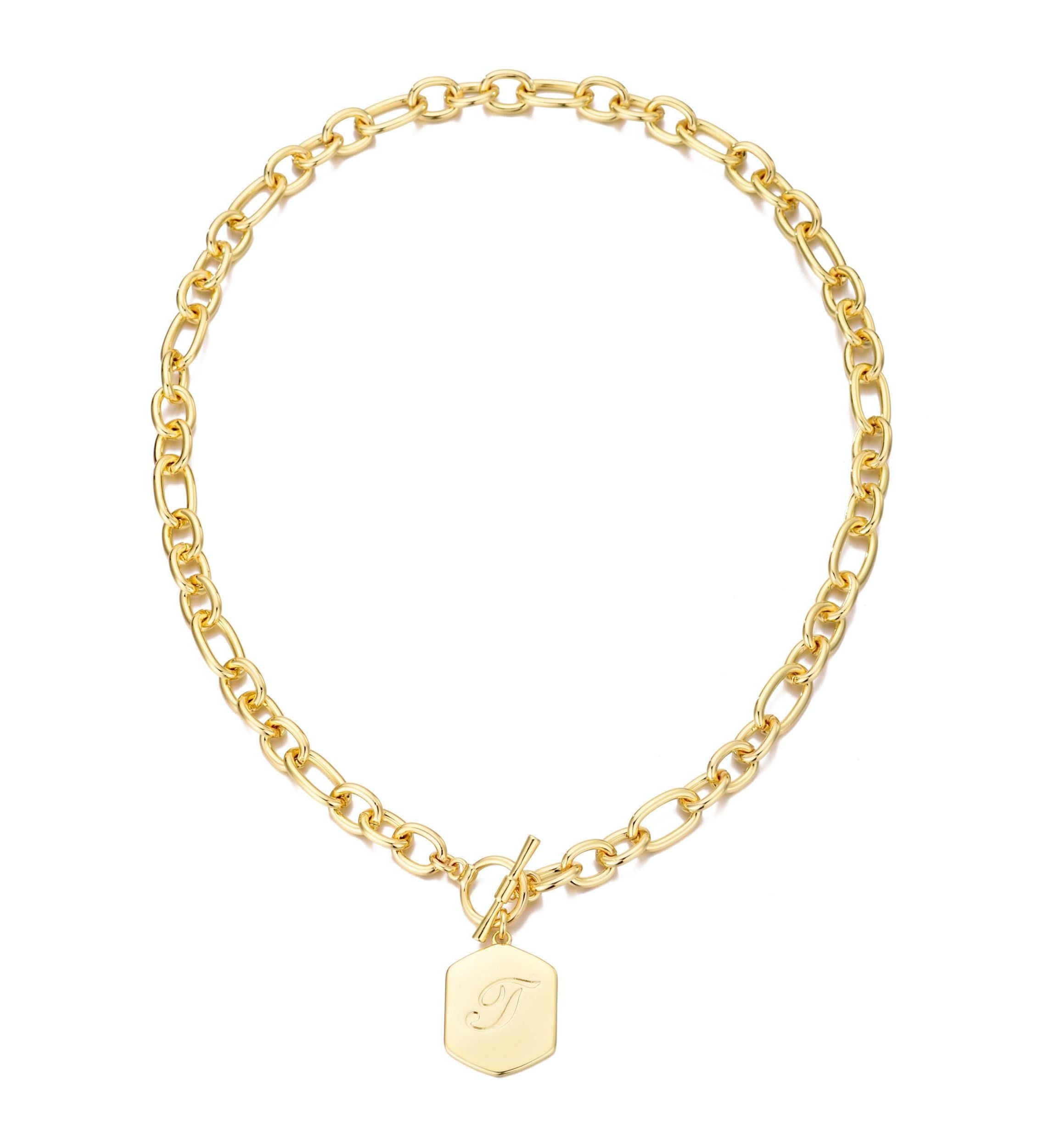 Adornia 14k Gold Plated Monogram Initial Chunky Toggle Necklace | Belk