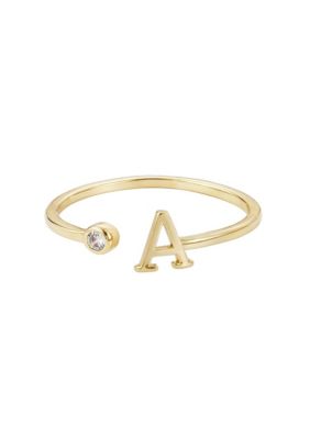 Adornia 14k Gold Plated Adjustable CZ Initial Ring
