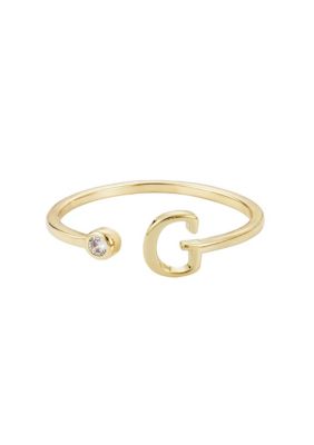 Adornia 14k Gold Plated Adjustable CZ Initial Ring