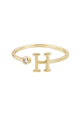 Adornia 14k Gold Plated Adjustable CZ Initial Ring
