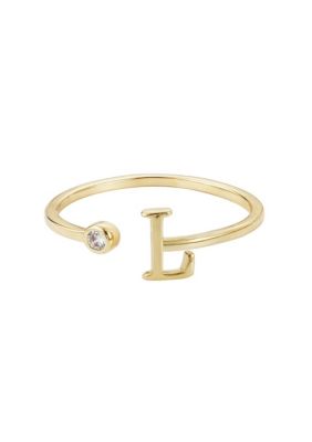 Adornia 14k Gold Plated Adjustable CZ Initial Ring