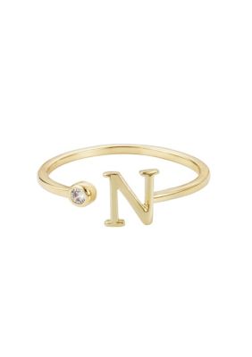 Adornia 14k Gold Plated Adjustable CZ Initial Ring