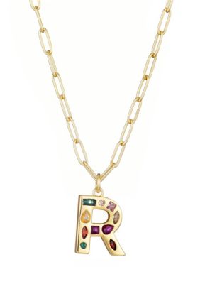 Adornia 14k Gold Plated Funky Initial Paperclip Chain Necklace