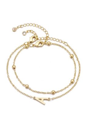 Adornia 14k Gold Plated Initial Bracelet Set