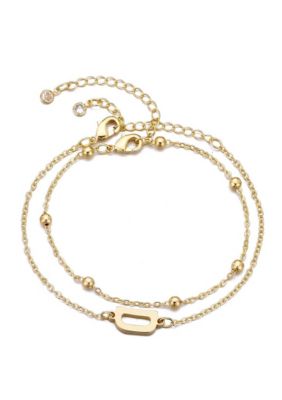 Adornia 14k Gold Plated Initial Bracelet Set