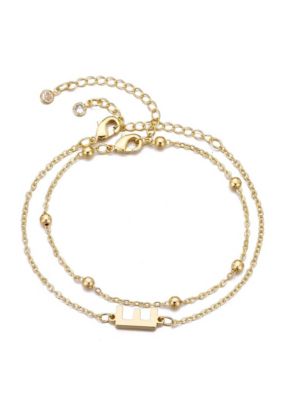 Adornia 14k Gold Plated Initial Bracelet Set