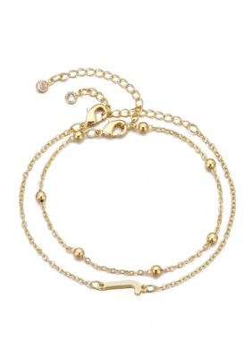 Adornia 14k Gold Plated Initial Bracelet Set