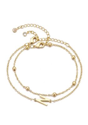 Adornia 14k Gold Plated Initial Bracelet Set