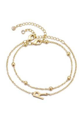 Adornia 14k Gold Plated Initial Bracelet Set