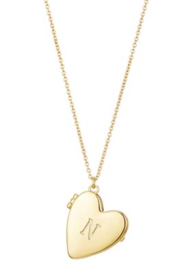 Adornia 14k Gold Plated Initial Heart Locket Necklace