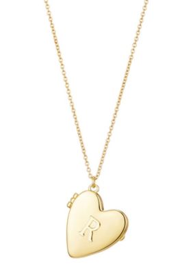 Adornia 14k Gold Plated Initial Heart Locket Necklace
