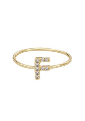 Adornia 14k Gold Plated CZ Pave Initial Ring, 6