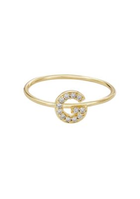 Adornia 14k Gold Plated CZ Pave Initial Ring, 6
