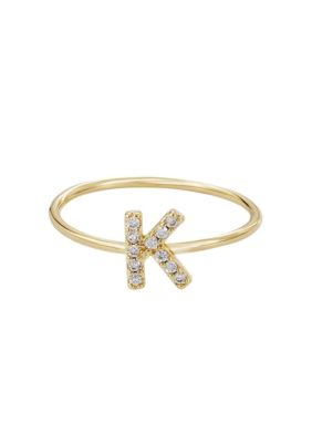 Adornia 14k Gold Plated CZ Pave Initial Ring, 6