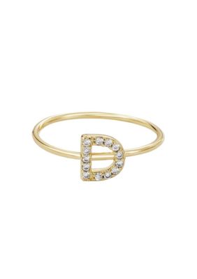 Adornia 14k Gold Plated CZ Pave Initial Ring, 7