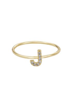 Adornia 14k Gold Plated CZ Pave Initial Ring, 7