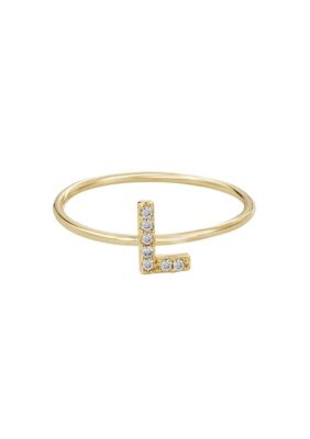 Adornia 14k Gold Plated CZ Pave Initial Ring, 7