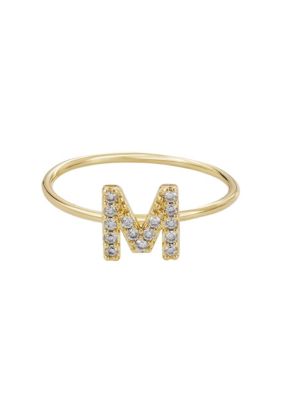 Adornia 14k Gold Plated CZ Pave Initial Ring, 7