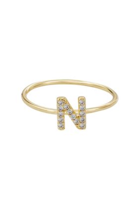 Adornia 14k Gold Plated CZ Pave Initial Ring, 7