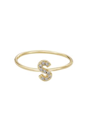 Adornia 14k Gold Plated CZ Pave Initial Ring, 7