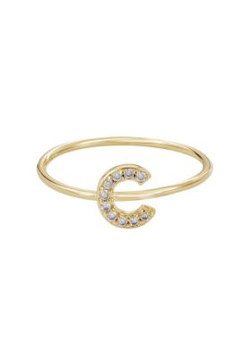 Adornia 14k Gold Plated CZ Pave Initial Ring, 8