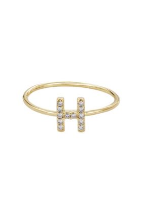 Adornia 14k Gold Plated CZ Pave Initial Ring, 8