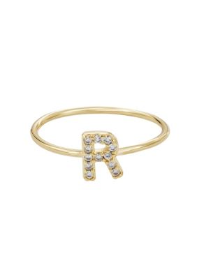 Adornia 14k Gold Plated CZ Pave Initial Ring, 8