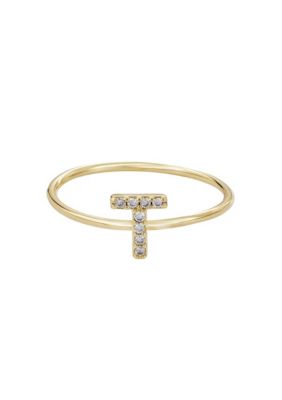 Adornia 14k Gold Plated CZ Pave Initial Ring, 8