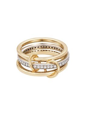 Adornia 14k Gold and Silver Plated Connected 3-Piece Ring Stack, 8