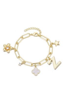 Adornia 14k Yellow Gold Plated Initial Chunky Charm Bracelet