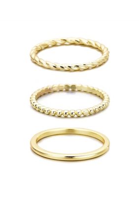 Adornia 14k Yellow Gold Plated Thin Stacking Band Set, 8