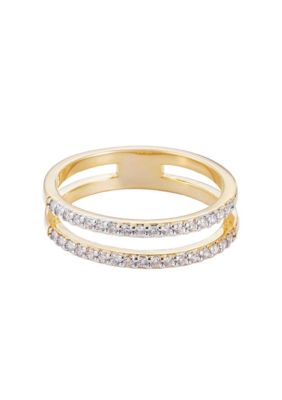 Adornia 14k Gold Plated CZ Double Band Ring