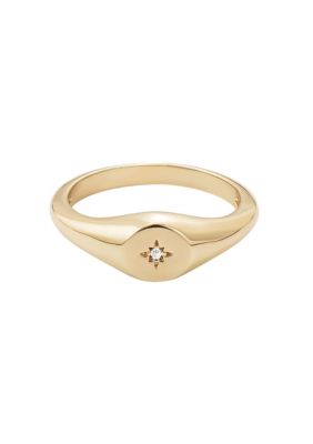 Adornia 14k Gold Plated Starbust Signet Pinky Ring