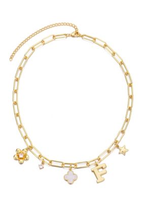 Adornia 14k Yellow Gold Plated Initial Chunky Charm Necklace