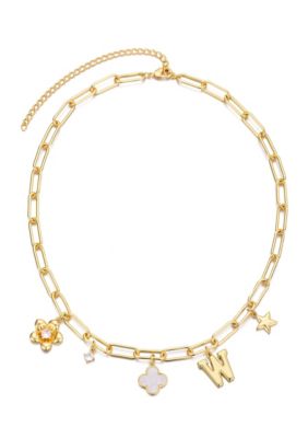 Adornia 14k Yellow Gold Plated Initial Chunky Charm Necklace