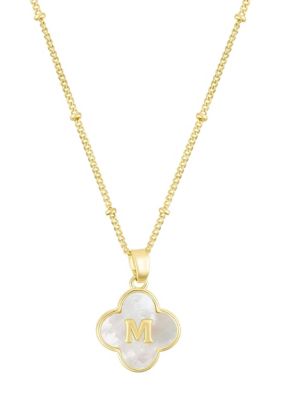 Adornia 14k Gold Plated Mother-of-Pearl Initial Clover Necklace