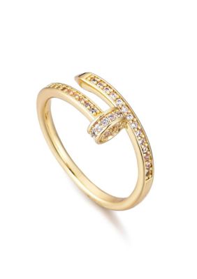Adornia 14k Yellow Gold Plated CZ Nail Ring