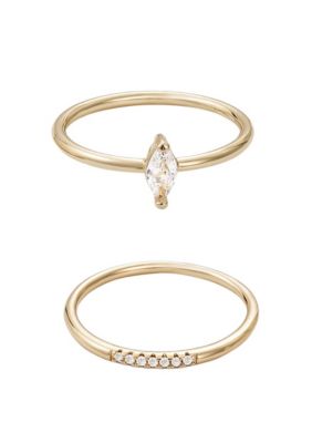 Adornia 14k Gold Plated CZ Marquis Ring Set