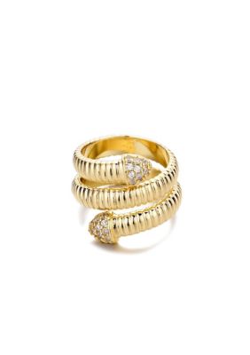 Adornia 14k Gold Plated Coil Wrap CZ Ring, 8