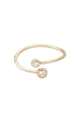 Adornia 14k Gold Vermeil .925 Sterling Silver Adjustable Crystal Overlapping Ring Small