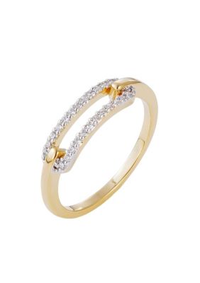 Adornia 14k Gold Plated CZ Link Ring